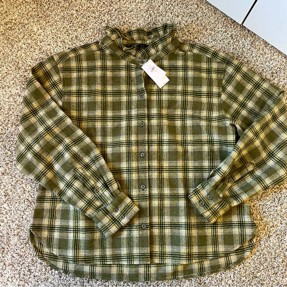 NWT banana republic factory wool plaid button down size small